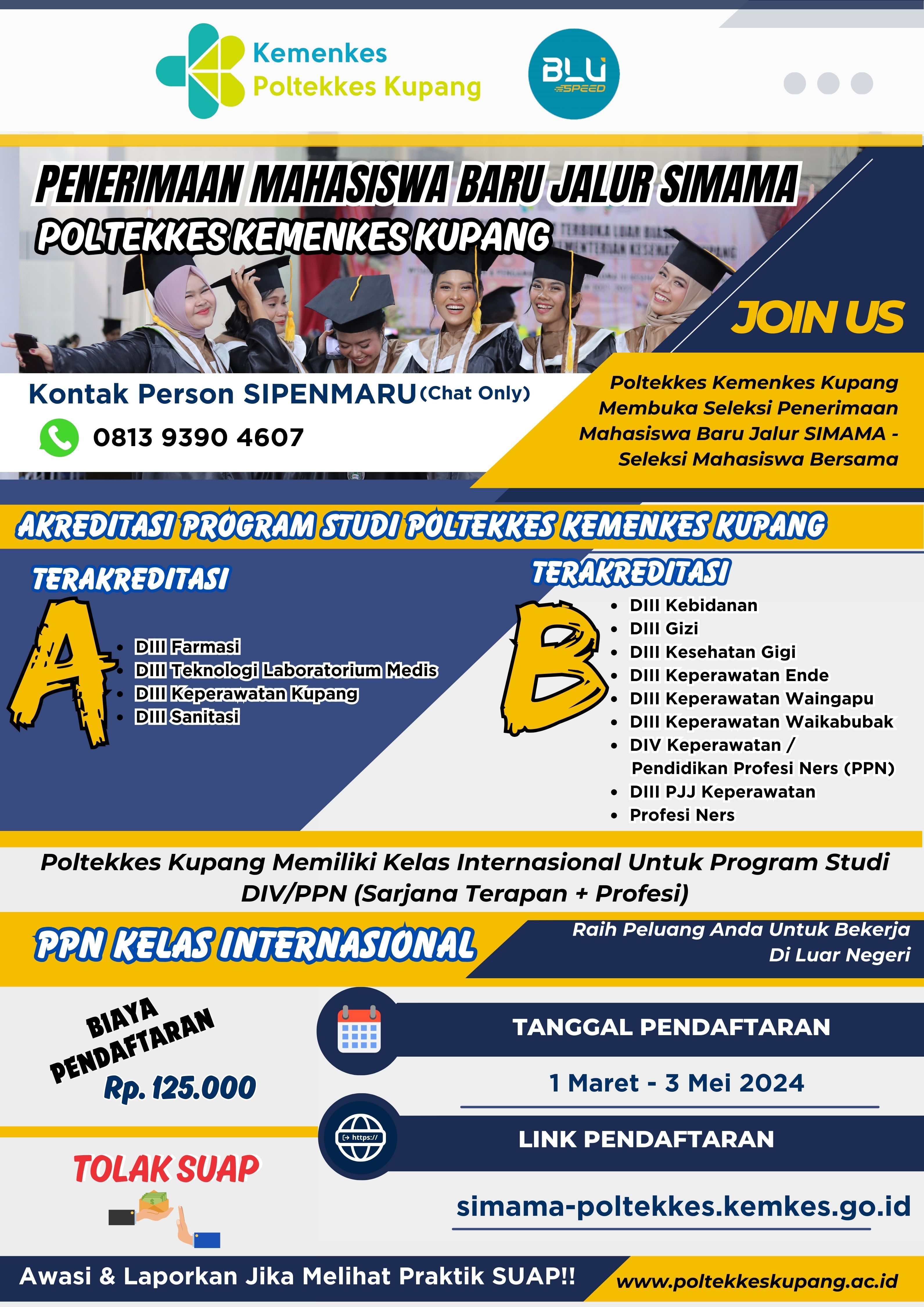 PENERIMAAN MAHASISWA BARU JALUR SIMAMA KEMENKES POLTEKKES KUPANG TAHUN 2024